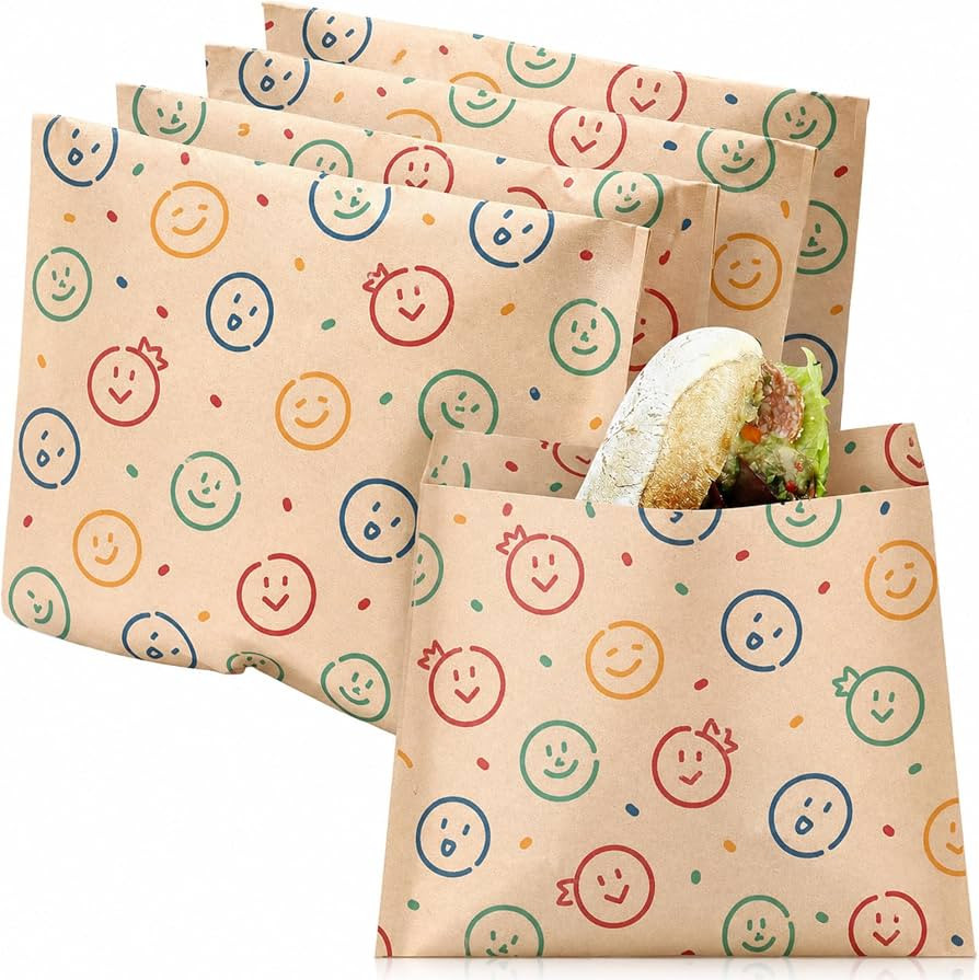 Outus 100 Pcs Sandwich Bags Sealable Paper Lunch Sandwich Paper Storage Snack Bags Burger Wrapper... | Amazon (US)