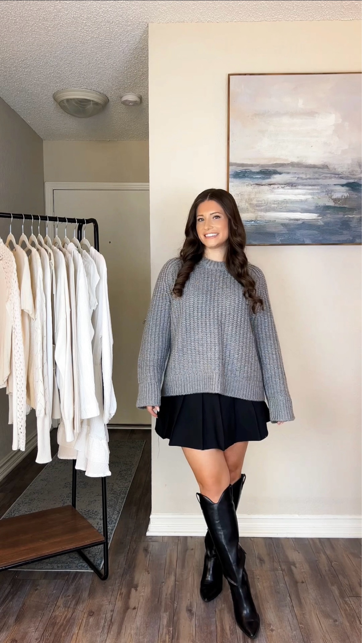 Cable Crew Sweater- wearing size Medium | Thanksgiving Outfit | Pleated Skirt | Knee Boots 

#LTKSeasonal #LTKStyleTip #LTKShoeCrush