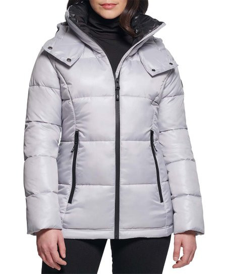 Silvertone Cire Hooded Puffer Jacket - Women | Zulily