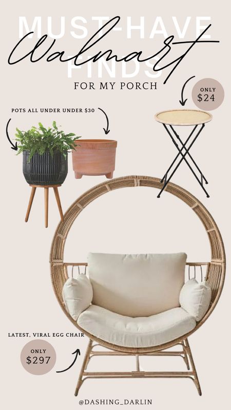Found the perfect, plush chair + pots for my plants to spruce the porch of my she-shed for summer!! And, I’m obsessed!! 
This viral egg chair from @walmart is so amazing!! It’s a must-have!! 
The pots are all super affordable too. 
Linking a few extra that I have in my cart. 

#walmartpartner #walmartfinds #walmarthome #outdoorfurniture #patio #refresh 


#LTKSeasonal #LTKStyleTip #LTKHome