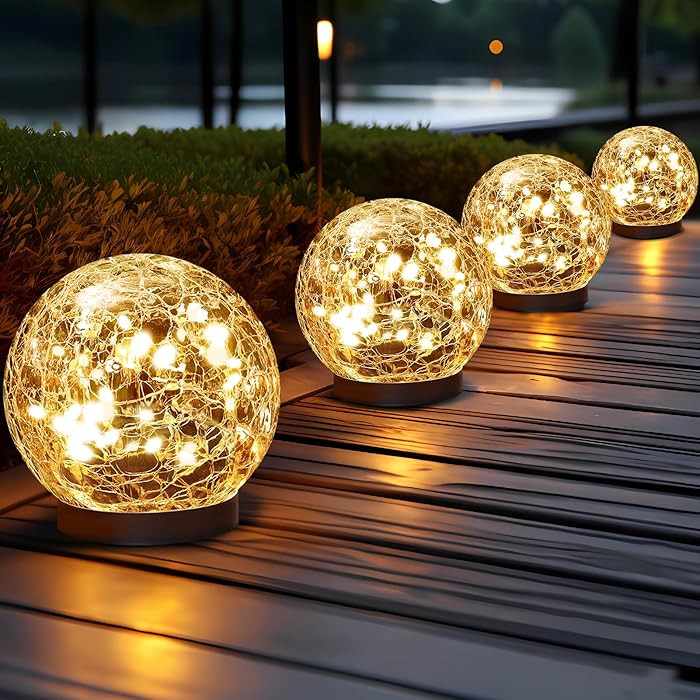 Solar Globe Lights Cracked Glass Ball Lights Solar Orbs | Amazon (US)