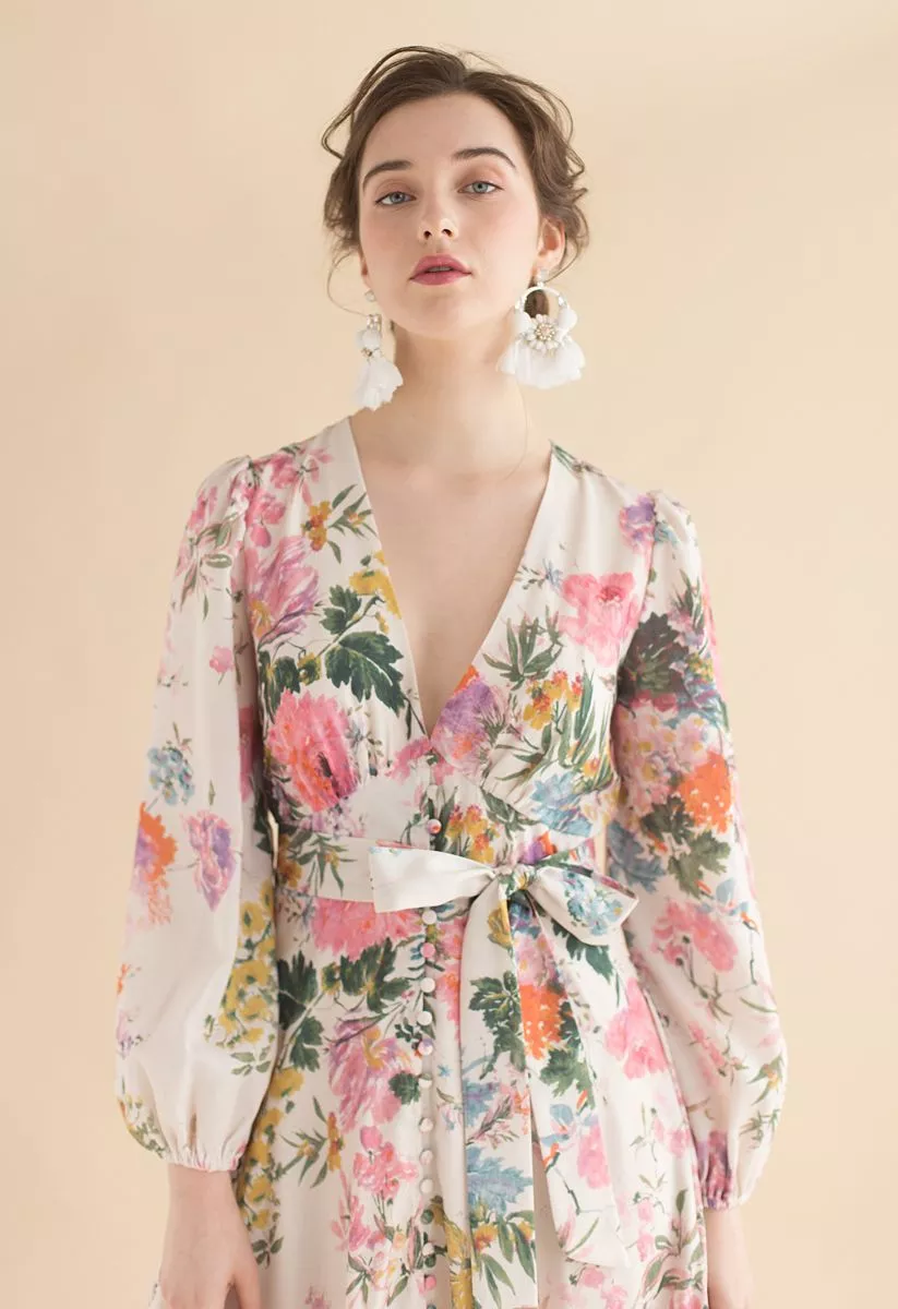 Only in dreams floral button down store maxi dress