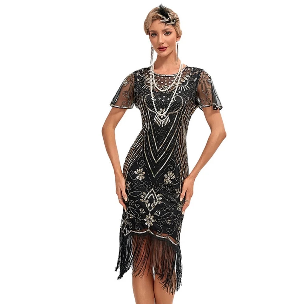 IDOPIP 1920s Flapper Dresses for Women Great Gatsby Dresses Sequin Fringed Roaring 20s Cocktail D... | Walmart (US)