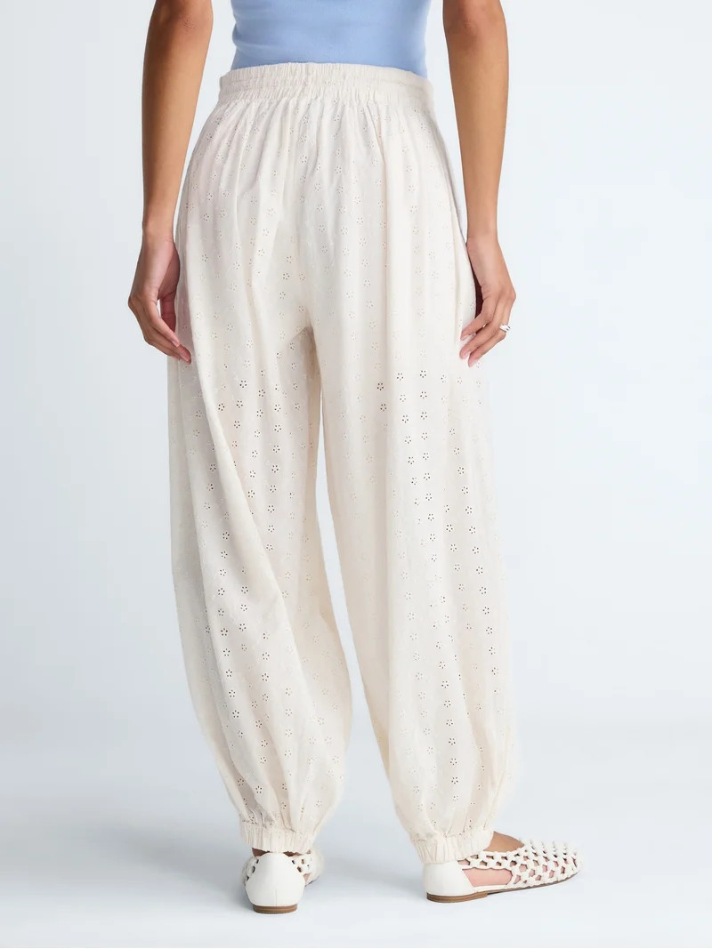 Scoop Women’s and Women’s Plus Eyelet Harem Cotton Pants, Sizes XS-4X | Walmart (US)