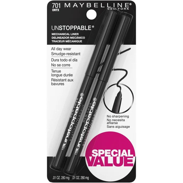 Maybelline Unstoppable Waterproof Eyeliner, Onyx, 2 Pack | Walmart (US)