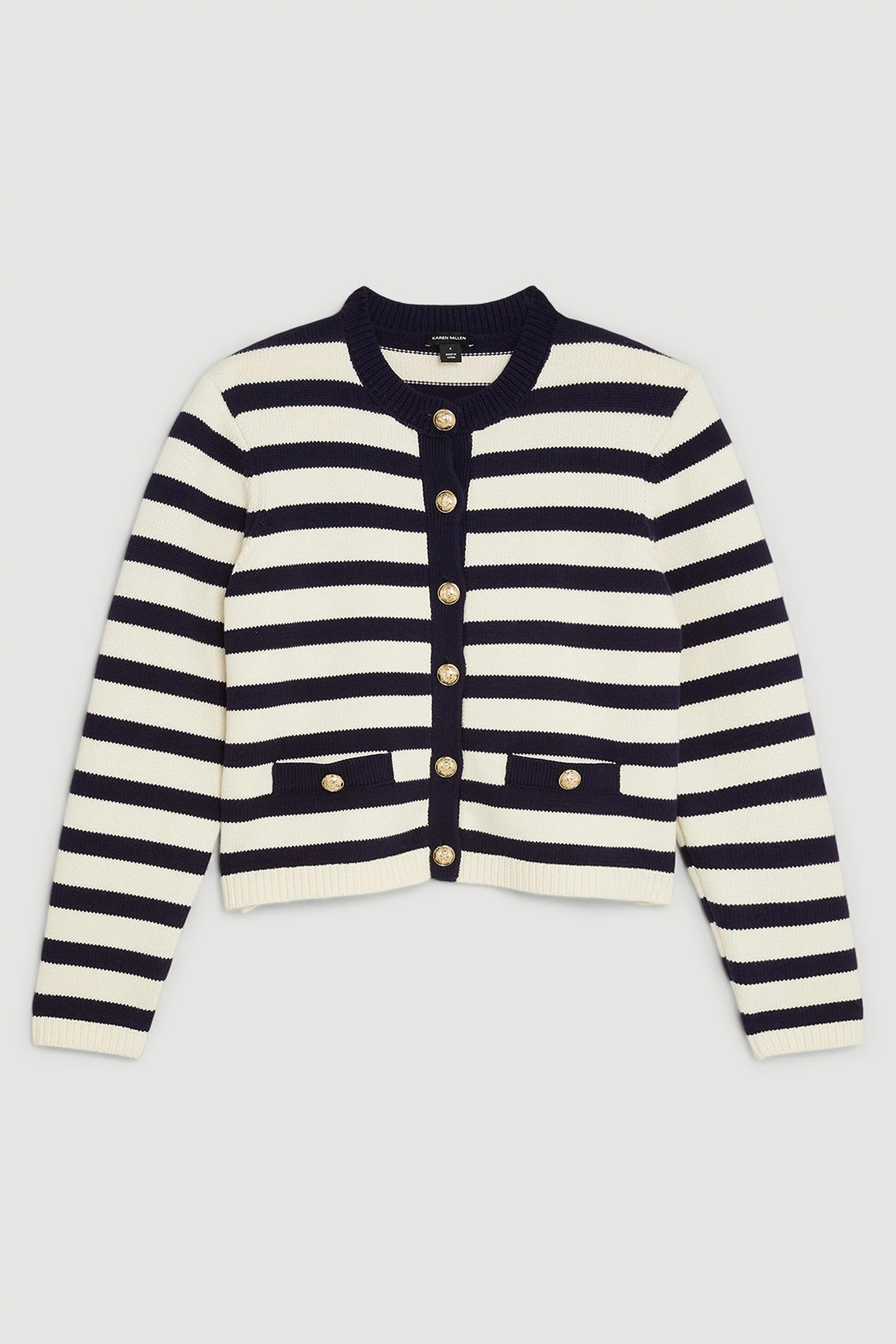 Cotton Knit Nautical Boxy Stripe Jacket | Karen Millen UK + IE + DE + NL