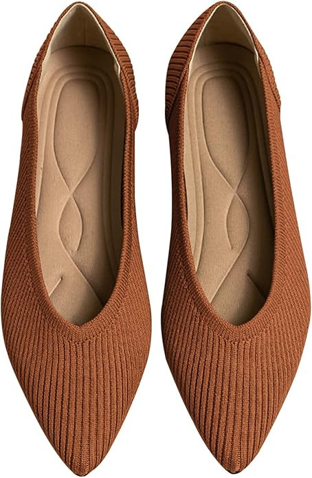 Women's Flats Shoes Pointed Toe Knit Ballet Comfortable Dressy Slip On Flat | Amazon (US)