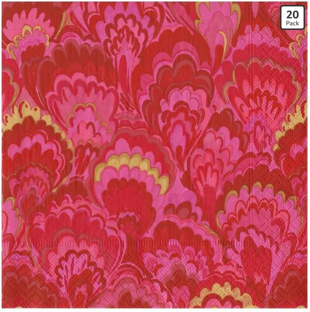 Caspari Marbled Ceramica Red & Fuchsia Cocktail Napkins - includes 20 Cocktail Napkins | Amazon (US)
