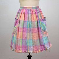 Vintage Plaid Pastel Skirt | 80S Vtg Small Waist 22-28 | Etsy (US)