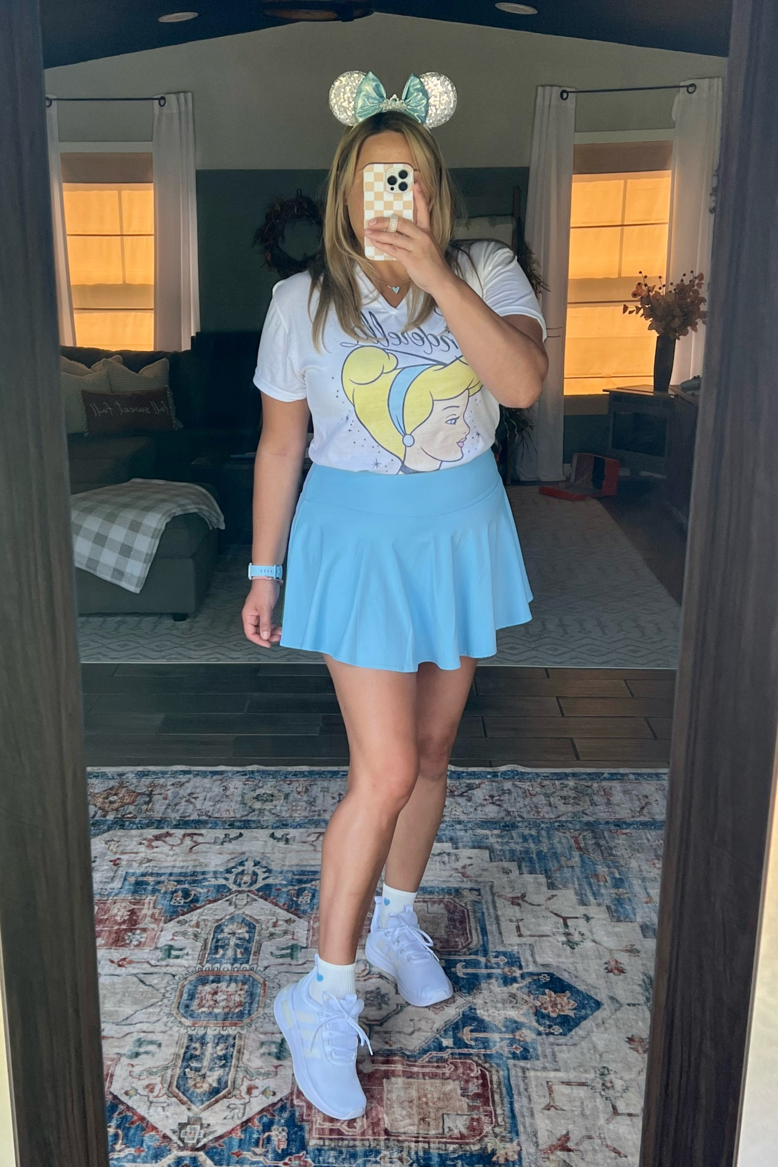 Disney vacation outfit!! 

Tshirt - medium (I altered it to be a v-neck) 
Skort - sized up one size to a large 
Socks - tts
Shoes - tts

Travel Outfit
Fall Outfit 

#LTKFindsUnder50 #LTKStyleTip #LTKTravel