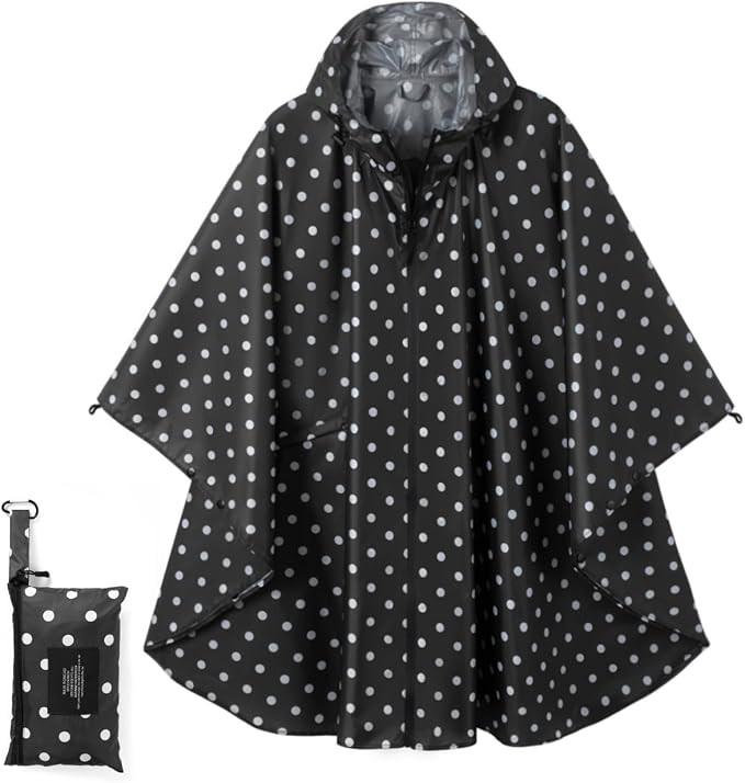 Fashion Hooded Rain Poncho Waterproof Raincoat Jacket with pocket for Women/Men/Adult | Amazon (US)