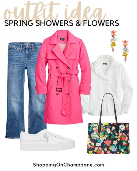 Spring showers bring flowers! This spring outfit is ready for anything and features fun pops of color. Start with jeans and a white button-front shirt. Add white sneakers, a pink trench coat, and floral earrings and tote. 🌸


#LTKSeasonal #LTKstyletip #LTKtravel