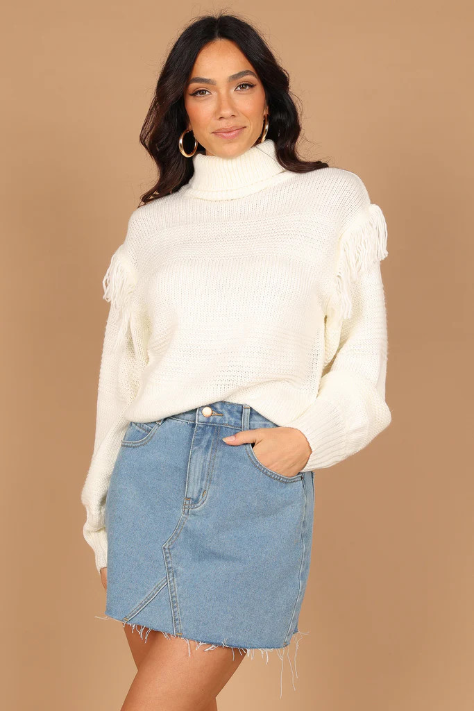 Christie Fringe Knit Sweater - Cream | Petal & Pup (US)
