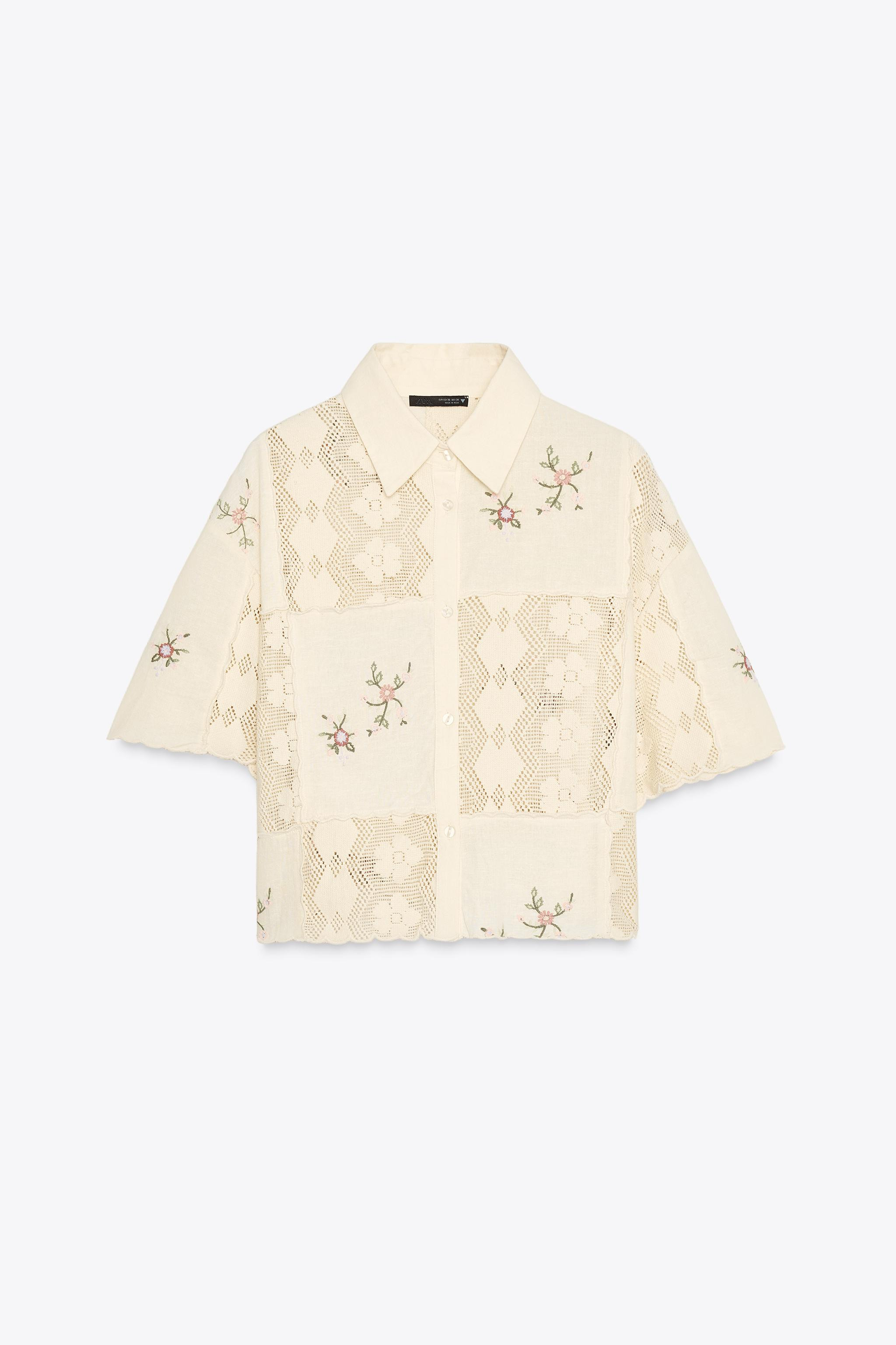 EMBROIDERED CROCHET SHIRT | Zara US