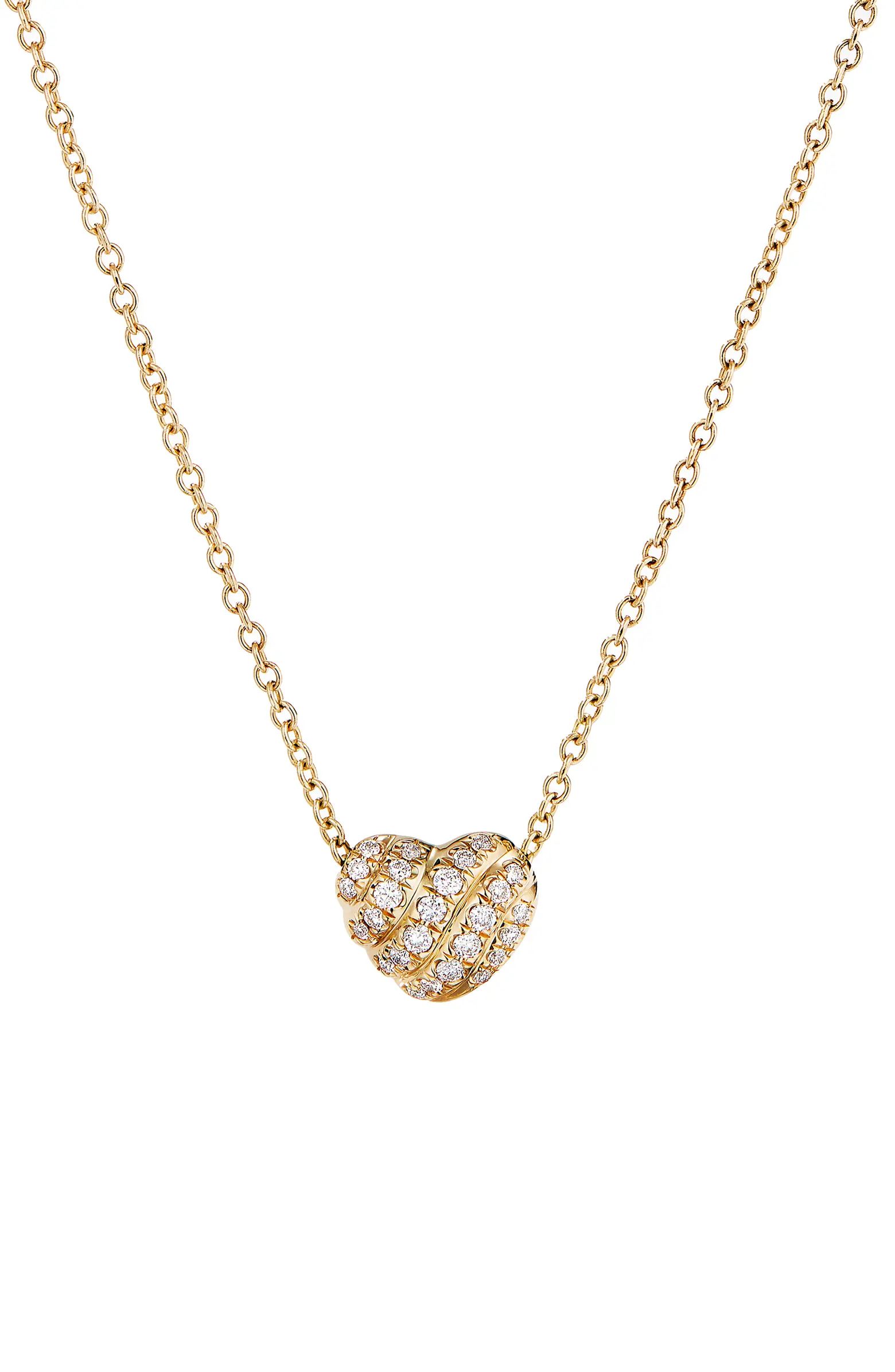 Heart Pendant Necklace in 18K Gold with Pavé Diamonds | Nordstrom