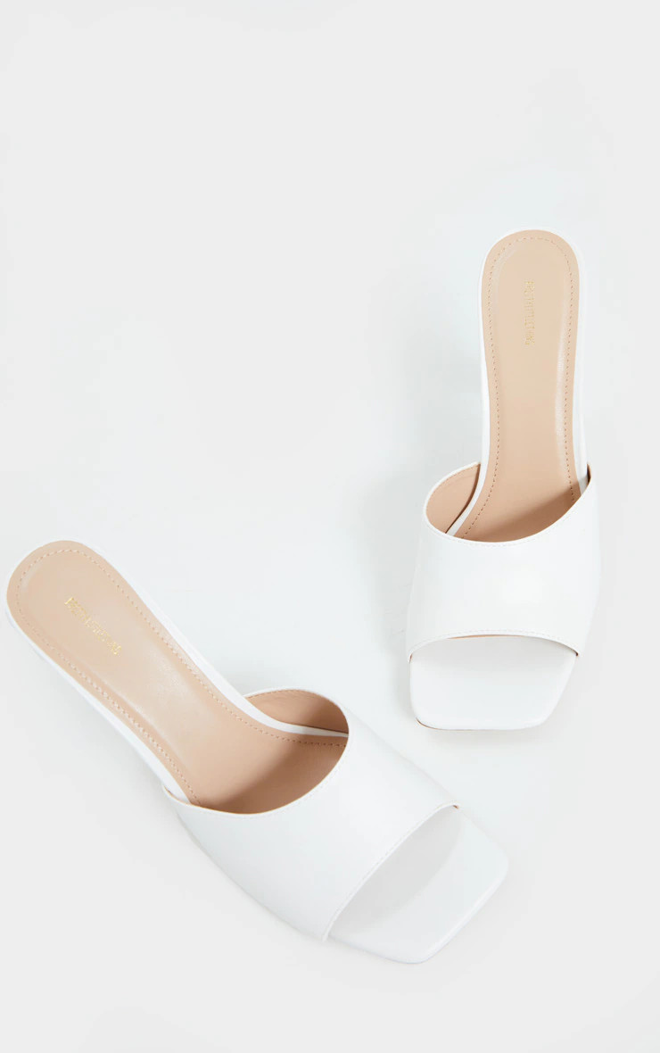 White Square Toe Mule High Heels | PrettyLittleThing US