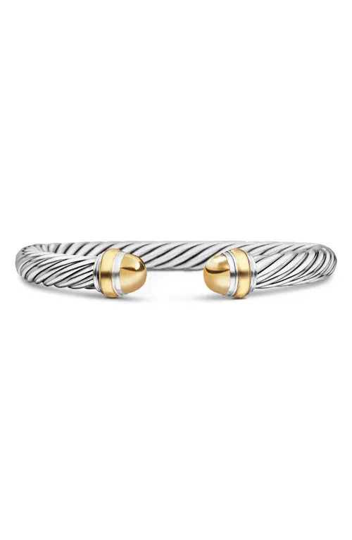 David Yurman Classic Cable Bracelet in Sterling Silver with 14K Yellow Gold Domes, 7mm at Nordstrom, Size Medium | Nordstrom
