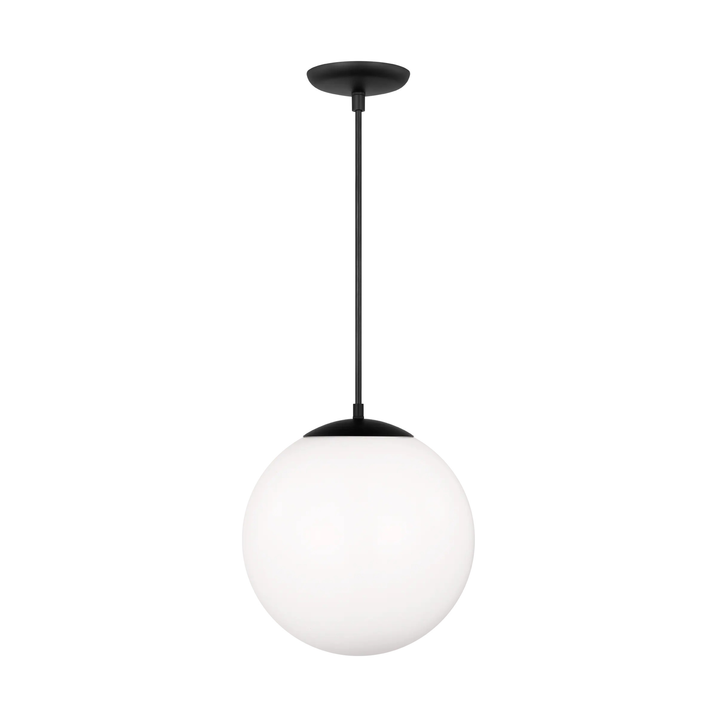 Generation Lighting Leo 1 -Light Midnight Black Modern/contemporary White glass Globe Medium Hanging Pendant Light | 6024-112 | Lowe's