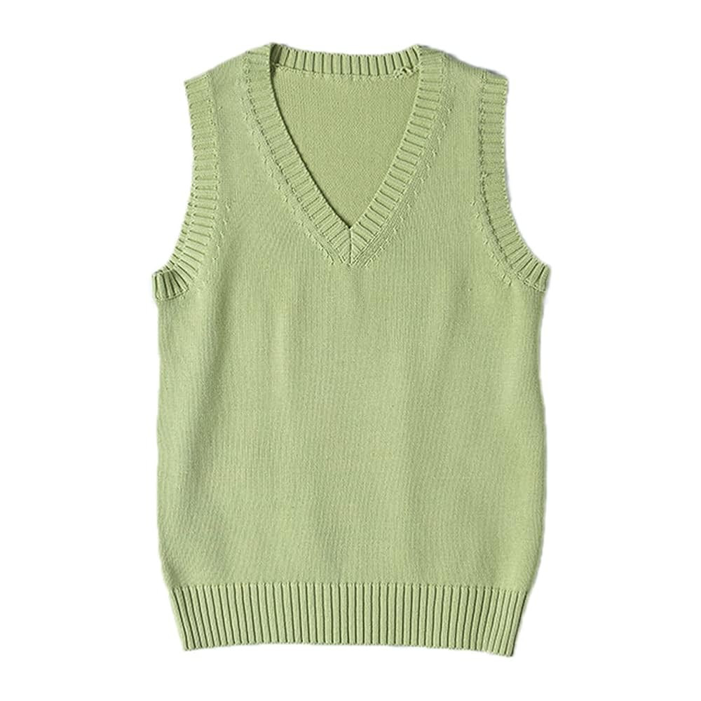Blostirno Women’s Sweater Vest V Neck JK Uniform Kint Vests Solid Classic Sleeveless Pullover S... | Amazon (US)