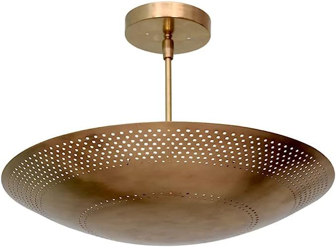 6 Light Perforated Elegant Ceiling Flushmount Light Pendant Mid Century Modern Raw Brass Sputnik ... | Amazon (US)