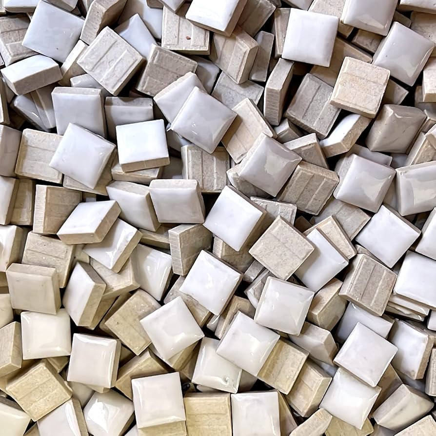 15mm White Mini Ceramic Floor Tile Mosaic Tiles for Crafts, Colorful Ceramic Mosaic Pieces Art Ma... | Amazon (US)