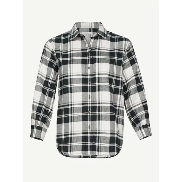 Free Assembly Women's Button-Down Top with ¾ Blouson Sleeves - Walmart.com | Walmart (US)