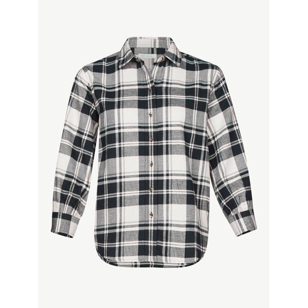 Free Assembly Women's Button-Down Top with ¾ Blouson Sleeves - Walmart.com | Walmart (US)