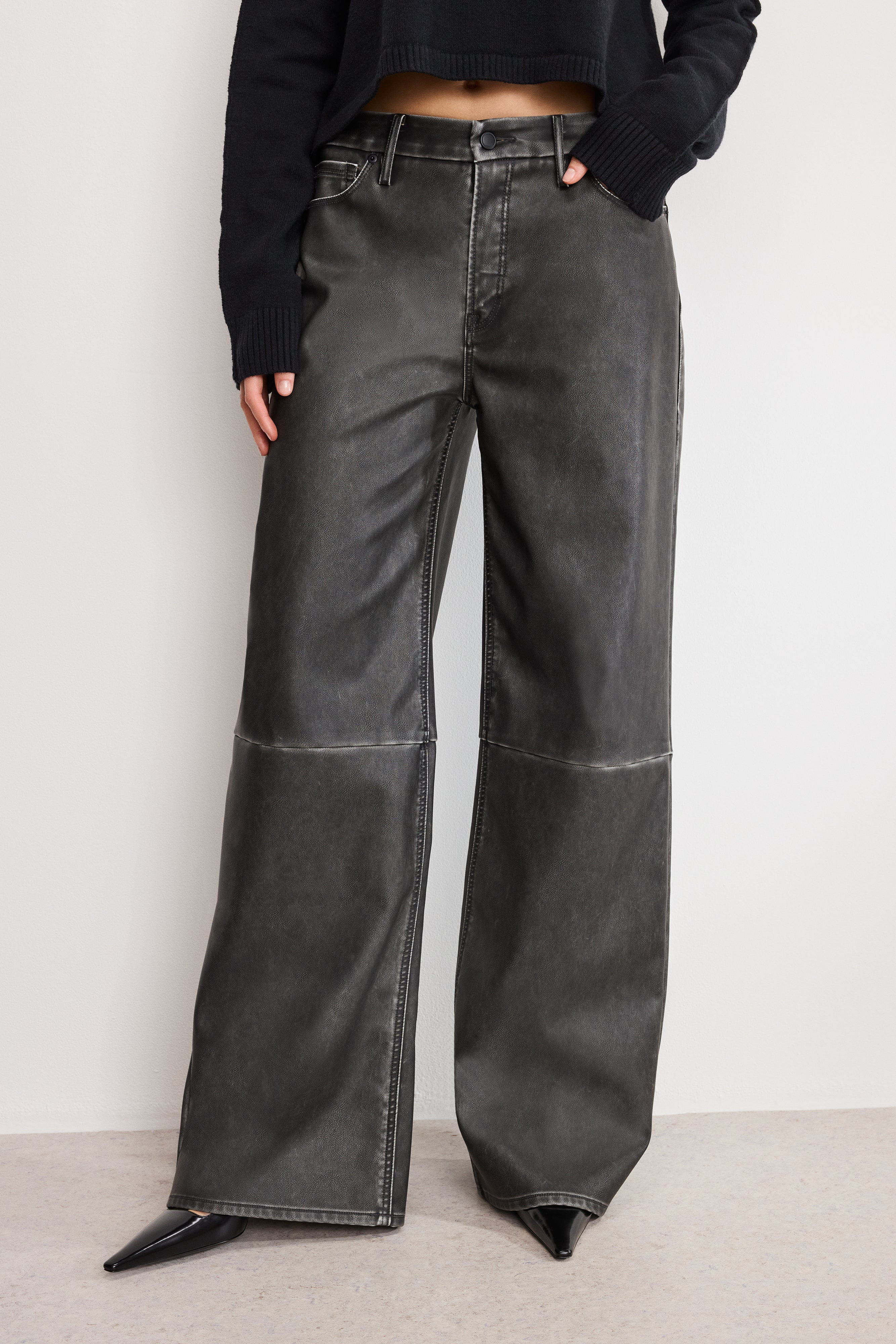 GOOD SKATE FAUX LEATHER PANTS | BLACK001 - GOOD AMERICAN | Good American