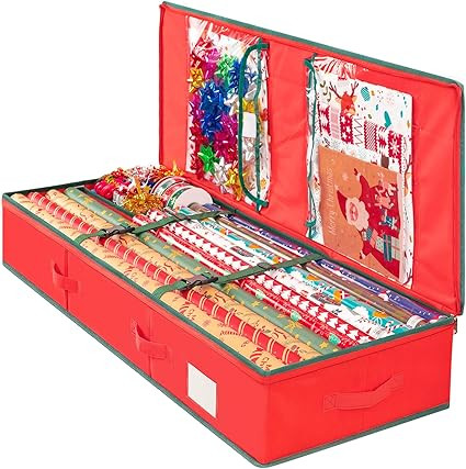 Criusia Christmas Gift Wrapping Paper Organizer Storage, Durable Underbed Storage Container Fits ... | Amazon (US)
