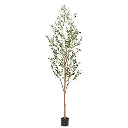 Bellacat Faux Olive Tree 7ft，Olive Trees Artificial Indoor with Natural Wood Trunk and Realistic Leaves and Fruits. 7 Feet(84in) Fake Olive Tree for Home House Office Décor. | Amazon (US)