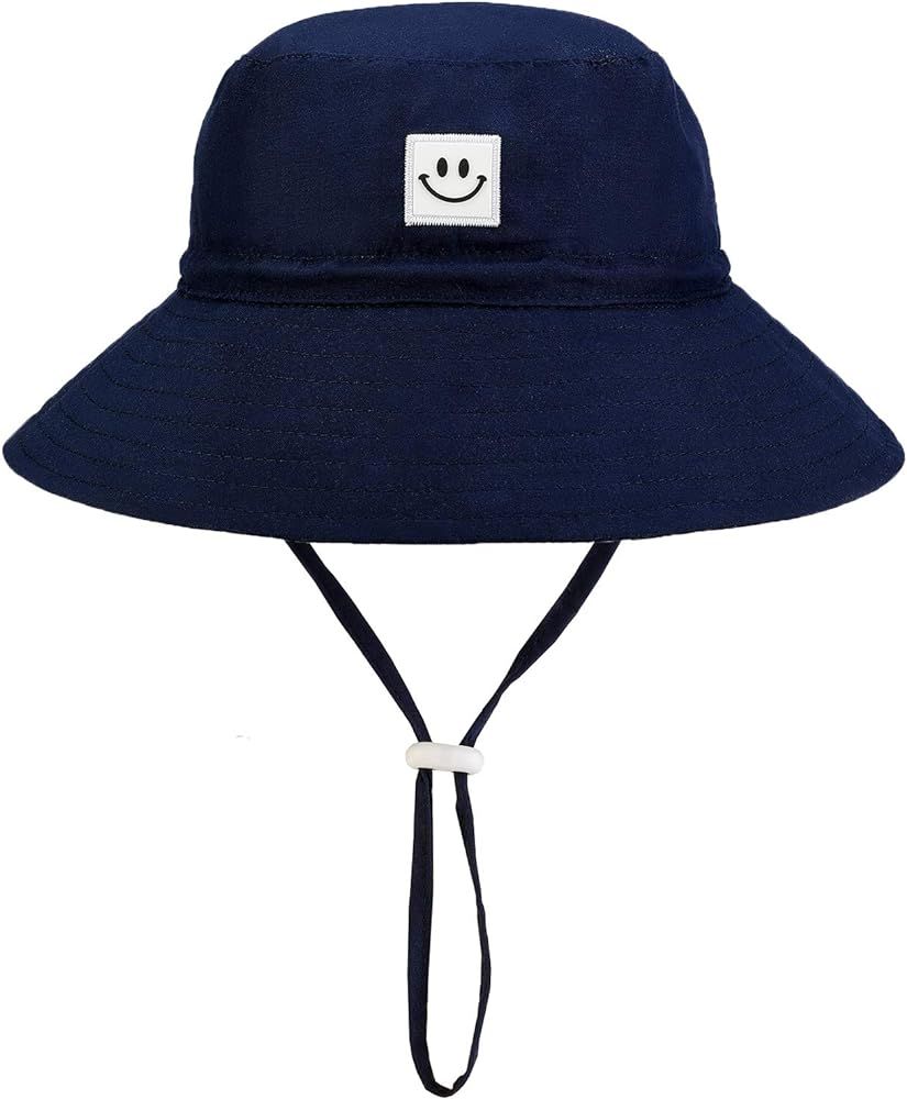 Baby Sun Hat Smile Face Toddler UPF 50+ Sun Protective Bucket hat Nice Beach hat for Baby Girl bo... | Amazon (US)