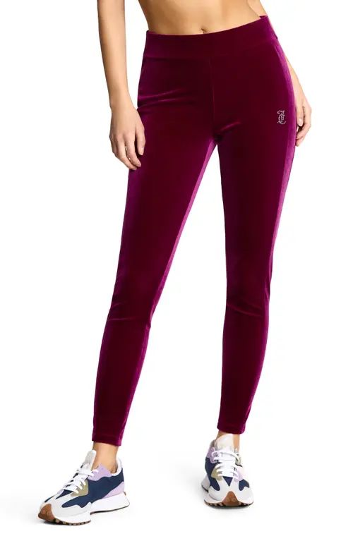 Juicy Couture Branded Stretch Velvet Leggings in Candied Fig at Nordstrom, Size Medium | Nordstrom