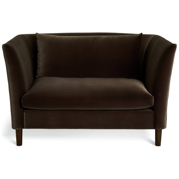Buy Habitat Hawley Velvet Cuddle Chair - Brown | Armchairs | Habitat | Habitat UK
