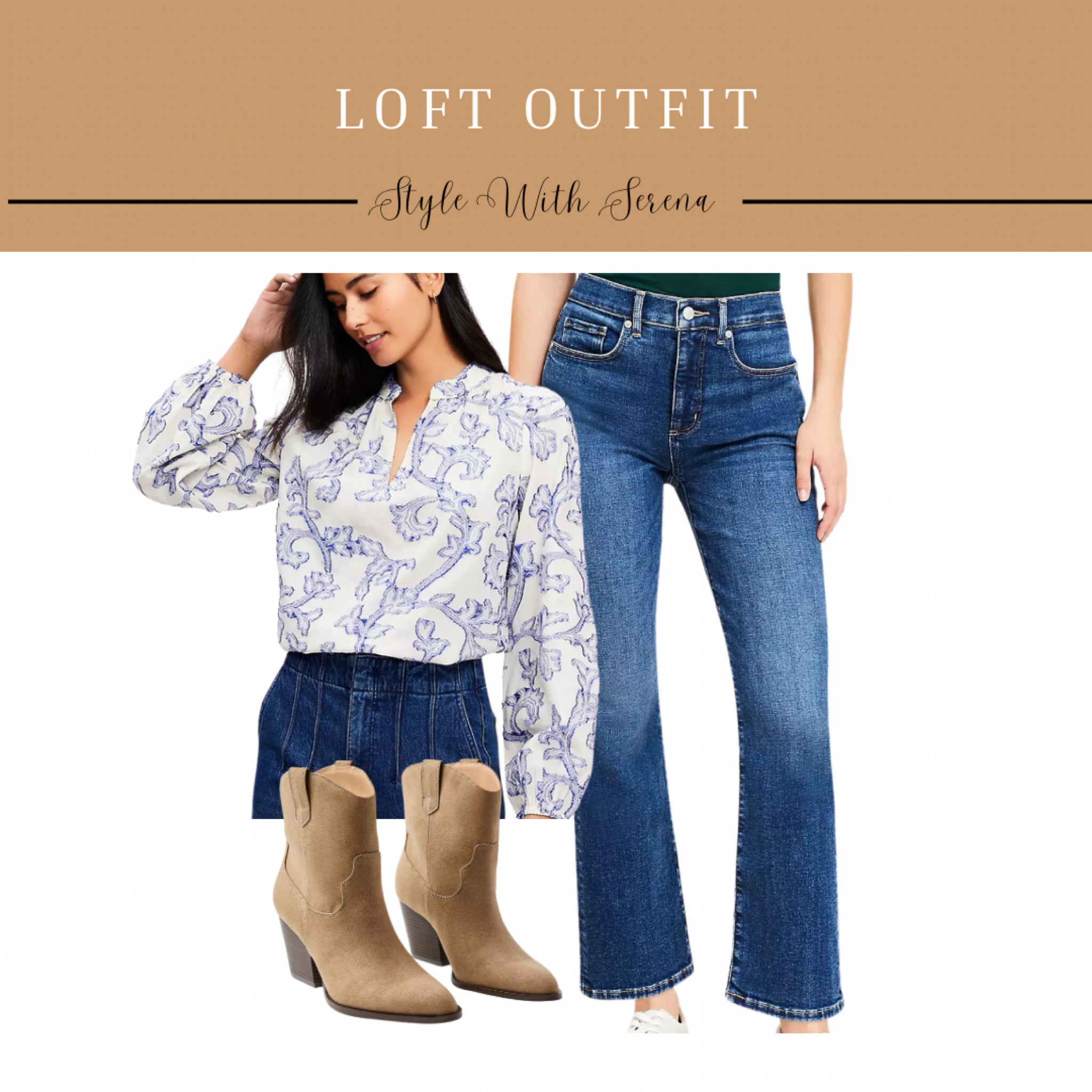 Loft outfit, blouse, jeans, denim, booties, work outfit 

#LTKWorkwear #LTKStyleTip #LTKOver40