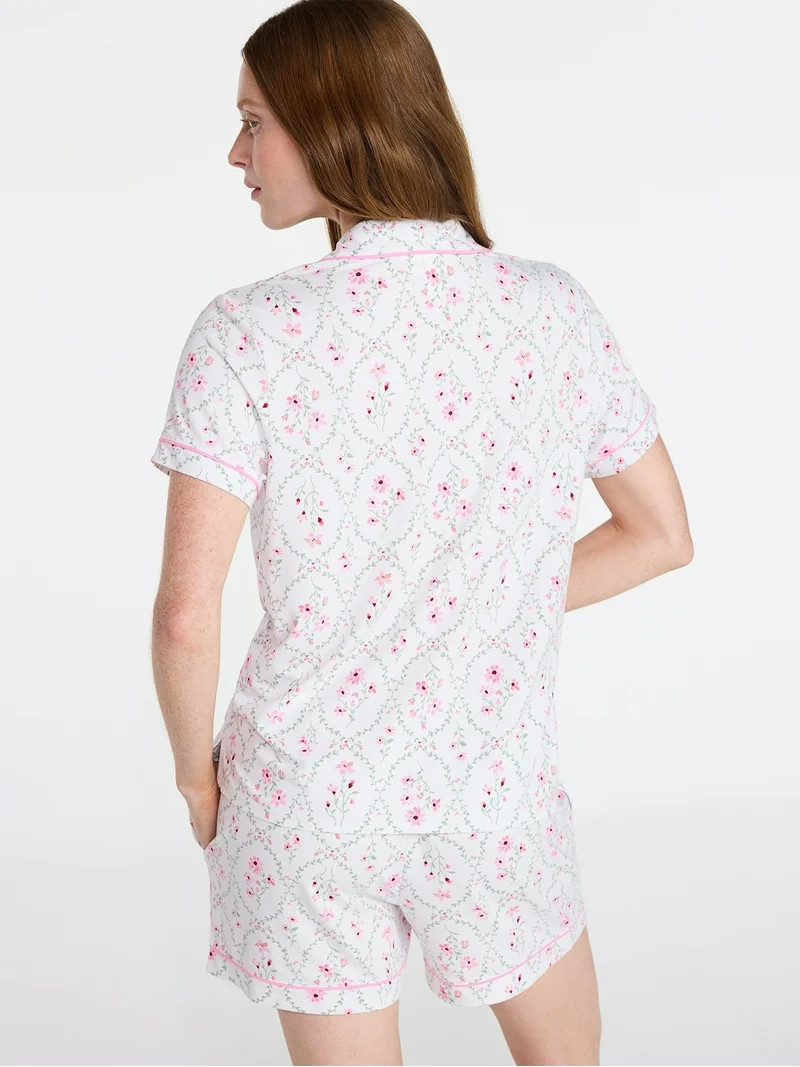 Joyspun Women\u2019s Dreamy Soft Collection Bridal Knit Top and Shorts Pajama Set, 2-Piece, Sizes... | Walmart (US)
