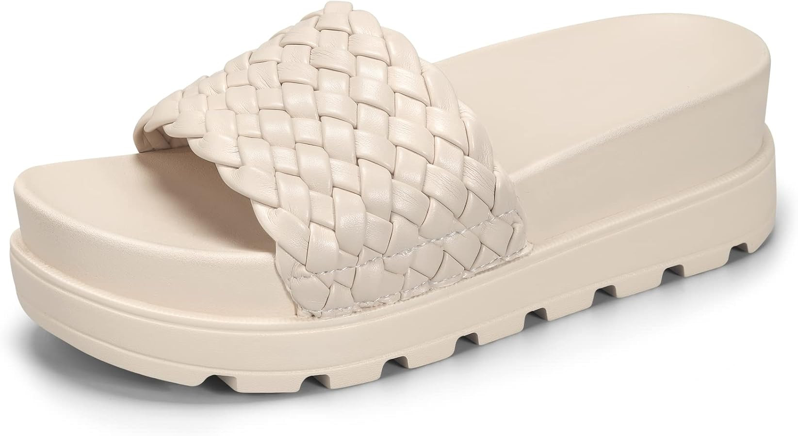 LUCKY STEP Women's Platform Sandals Braided Strap Flatform Slide Open Toe Casual Summer Beach Out... | Amazon (US)