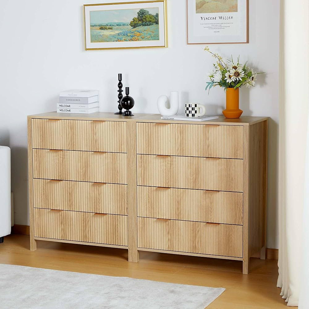 4 Drawer Double Dresser for Bedroom, Modern Wide Chest of Drawers with Fluted Panel Design,Wood S... | Amazon (US)