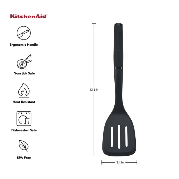 Kitchenaid Heat Resistant Nylon Slotted Turner in Black | Walmart (US)