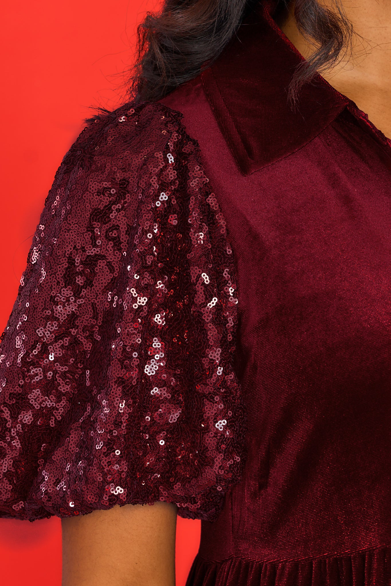 Always Here Wine Velvet Dress | Red Dress 