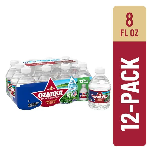 OZARKA Brand 100% Natural Spring Water, 8-ounce mini plastic bottles (Pack of 12) | Walmart (US)