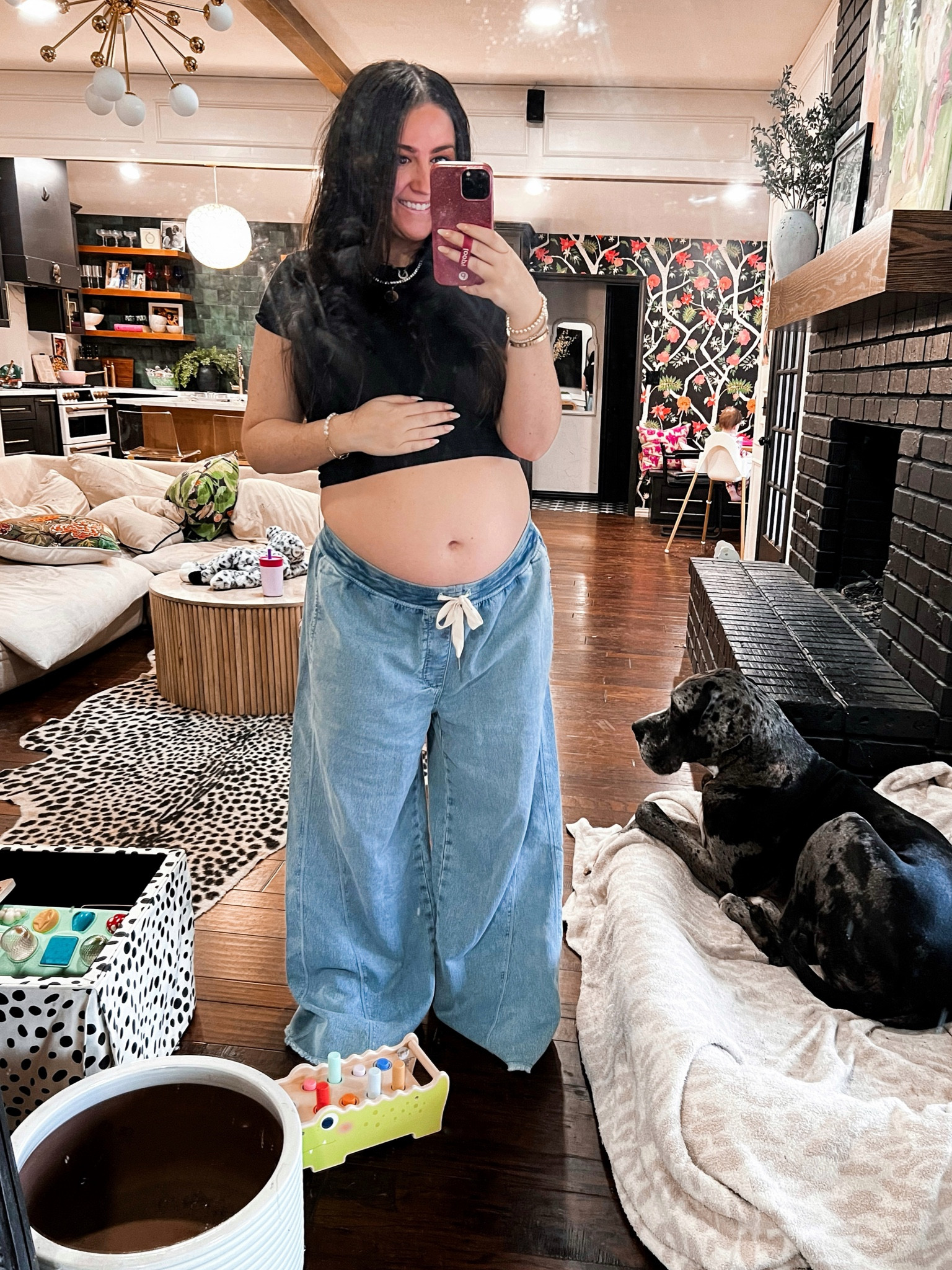 Bump style pregnant spring summer wide leg jeans comfy casual 

#LTKFindsUnder50 #LTKBump #LTKStyleTip