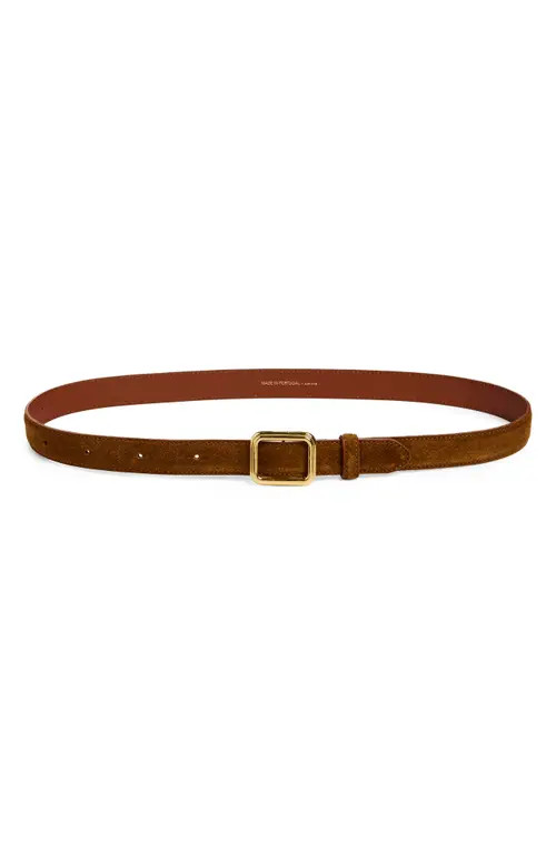 Lié Studio The Georgia Leather Belt in Gold Maple Brown Suede at Nordstrom, Size 3 | Nordstrom