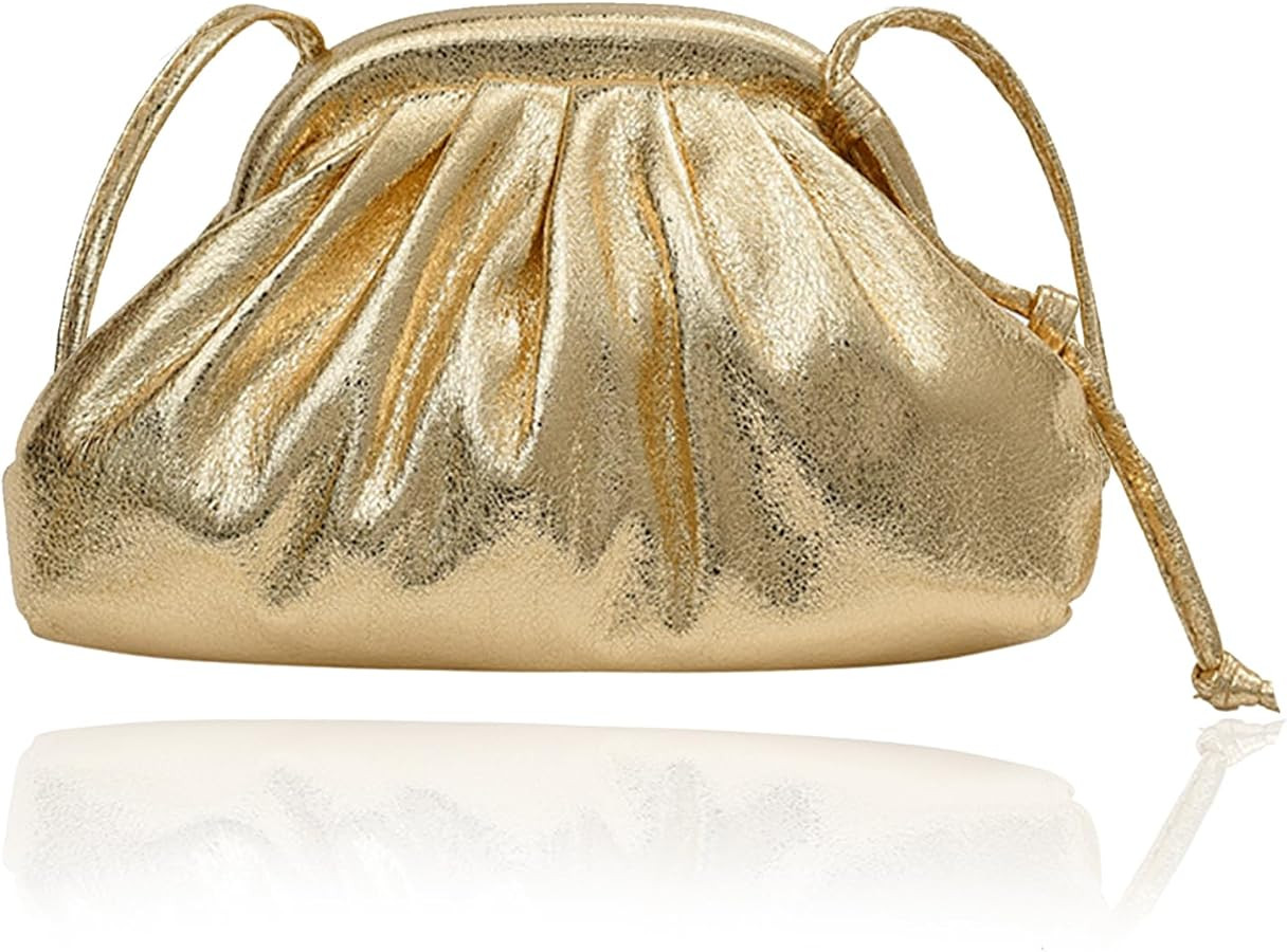 Mini Clutch Purse Bag Small PU Leather Dumpling Crossbody Evening Handbag Sparkly Ruched Cloud Po... | Amazon (US)