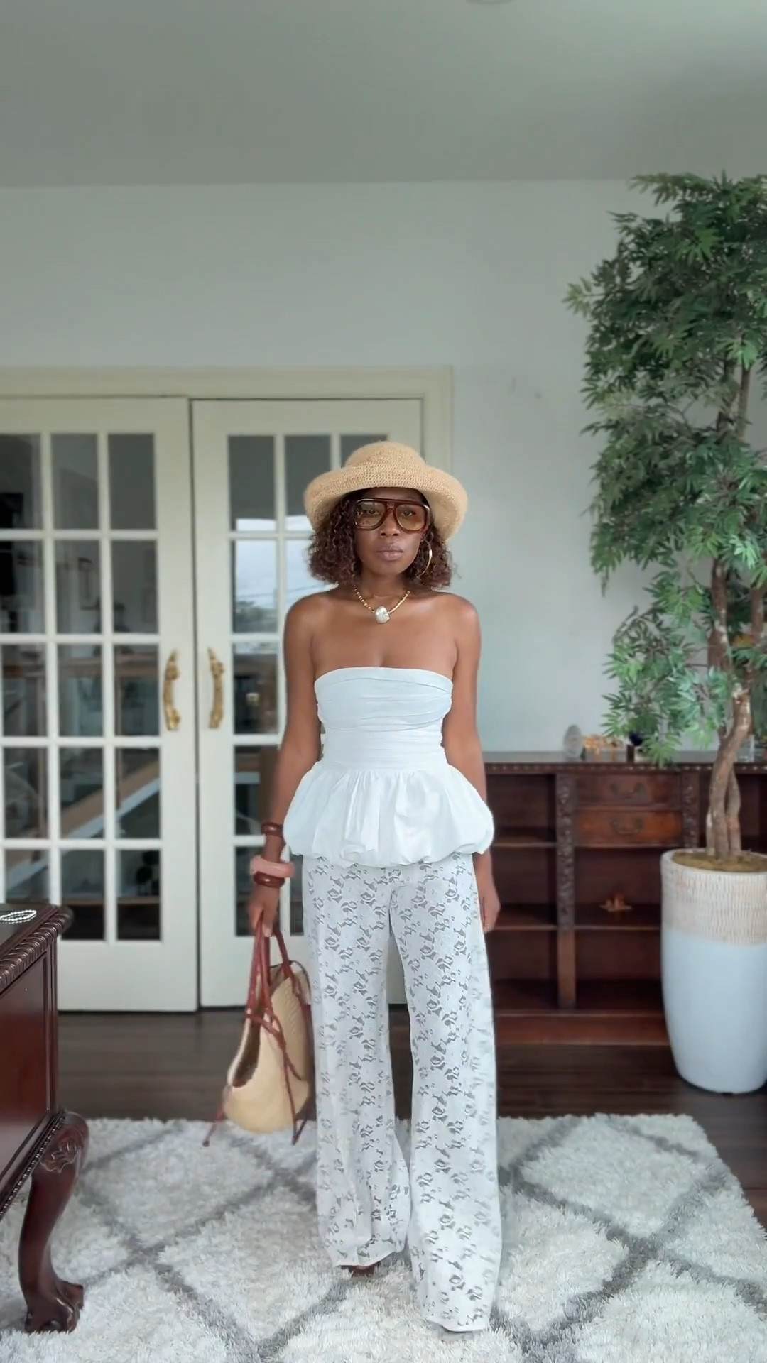 Peplum bubble, top lace share pants, vacation outfit

#LTKStyleTip