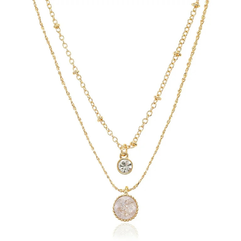 Time and Tru Women’s Layered Necklace with Cubic Zirconia Pendant | Walmart (US)