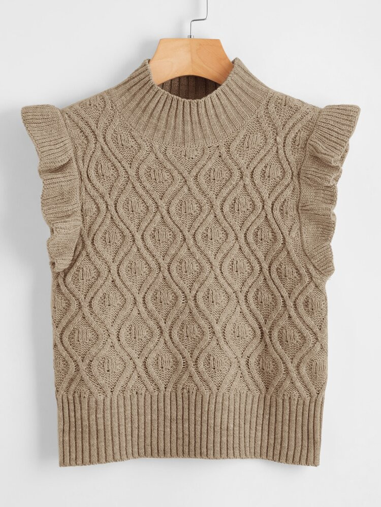 Ruffle Armhole Solid Sweater Vest | SHEIN