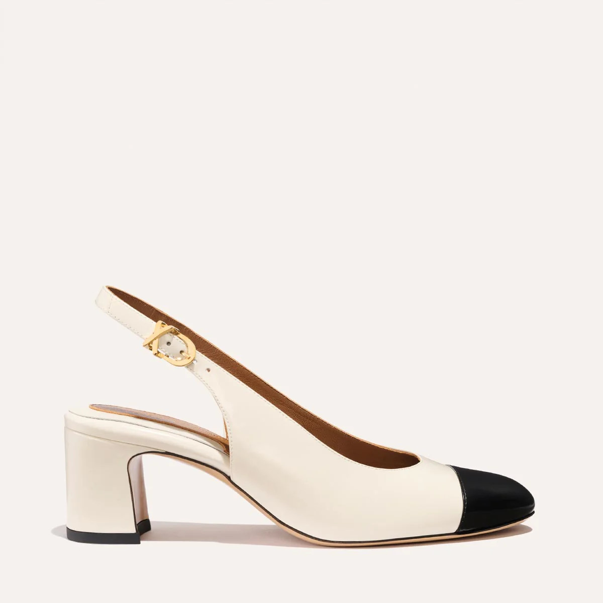 The Cluny Slingback - Cream and Black Calf | Margaux