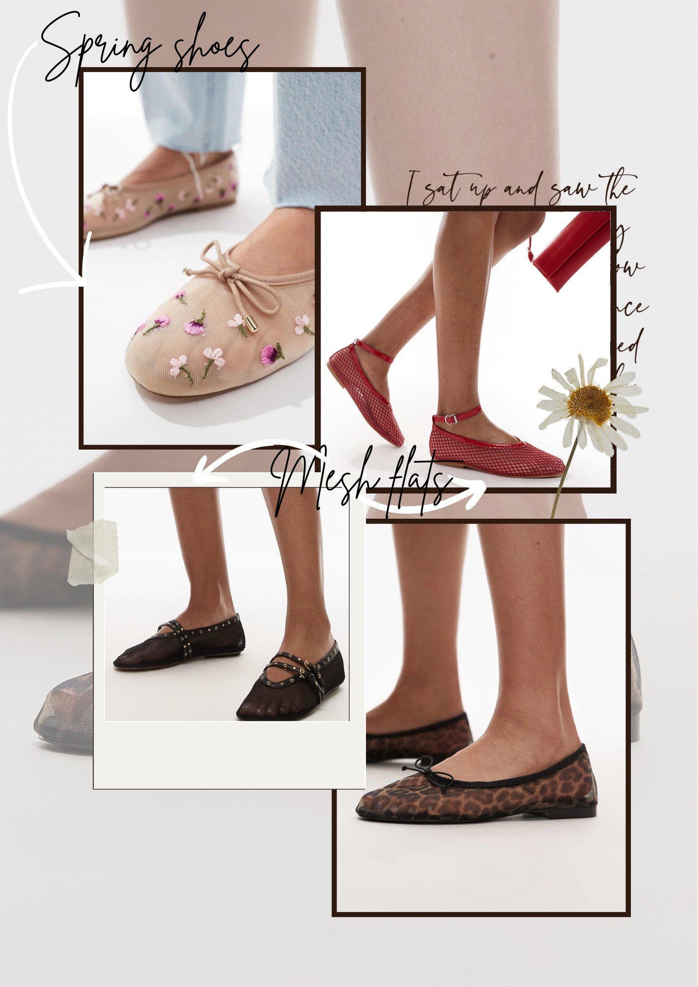 
Spring’s must-have shoes: mesh ballet flats! ✨ Effortlessly chic, breathable, and perfect for any outfit. Which pair is your favorite—florals, studs, or classic leopard? 🖤 Tap to shop! #LTKshoecrush #SpringStyle #BalletFlats

#LTKuk #LTKspring #LTKshoes