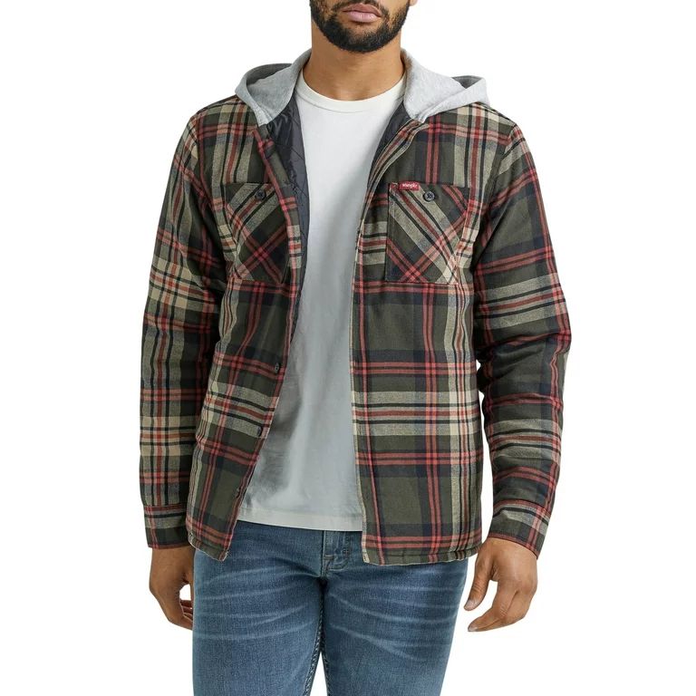 Wrangler® Men's and Big Men's Heavyweight Hooded Shirt Jacket, Sizes S-5XL | Walmart (US)