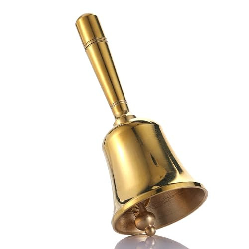 Homelavie Super Loud Solid Brass Small Hand Call Bell for Ringing at Wedding, Hand Bells for Seniors Bedside, Teacher Classroom Bell, Dinner Bell, Tibetan Bells, Meditation Bell (S) | Amazon (US)